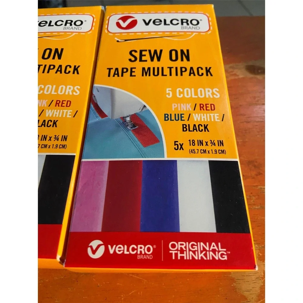 NIP VELCRO Brand Sew On Tape Multipack 5 Colors 5X 18 in x 3/4 in.